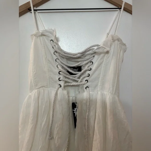 Dolls Kill Darker Wavs White Cotton Blend Echo Maxi Corset Top Size XS - Picture 3 of 14